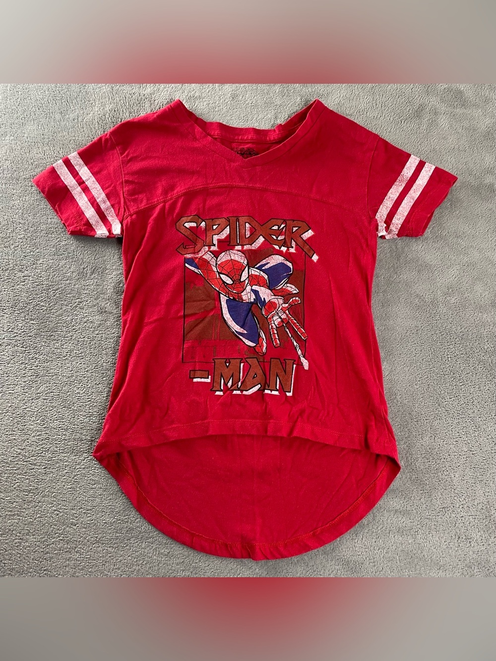 Marvel Shirt Spider-Man Women Size X-Small XS V-Neck Comic Spiderman Red
